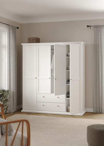 Paris Garderobe med 4 dører og 2 skuffer 181x61x201 cm - Oppbevaring - Klesoppbevaring - Garderober & garderobesystem - Garderobeskap & klesskap