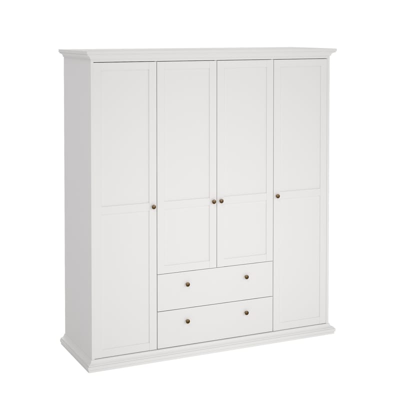 Paris Garderobe med 4 dører og 2 skuffer 181x61x201 cm - Oppbevaring - Klesoppbevaring - Garderober & garderobesystem - Garderobeskap & klesskap