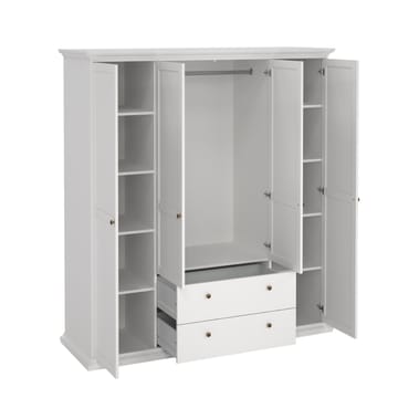 Paris Garderobe med 4 dører og 2 skuffer 181x61x201 cm - Oppbevaring - Klesoppbevaring - Garderober & garderobesystem - Garderobeskap & klesskap