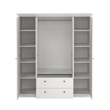 Paris Garderobe med 4 dører og 2 skuffer 181x61x201 cm - Oppbevaring - Klesoppbevaring - Garderober & garderobesystem - Garderobeskap & klesskap