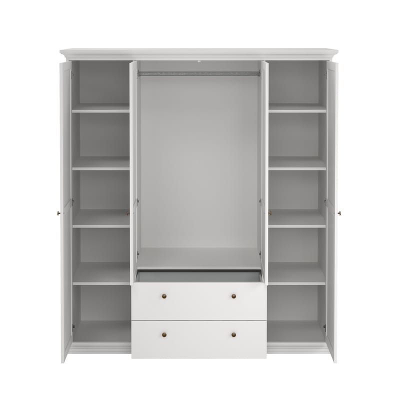 Paris Garderobe med 4 dører og 2 skuffer 181x61x201 cm - Oppbevaring - Klesoppbevaring - Garderober & garderobesystem - Garderobeskap & klesskap