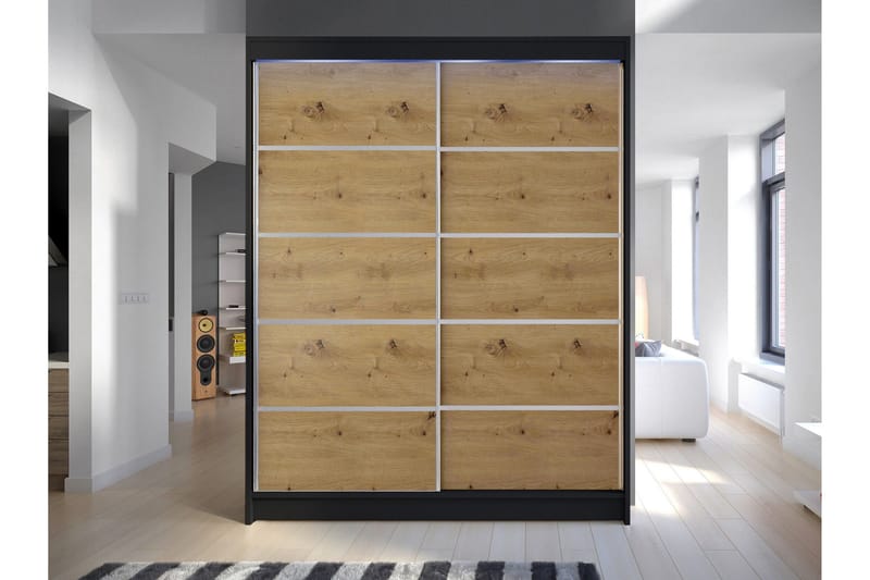 Pickering Garderobe 150x200 cm - Svart/Brun - Oppbevaring - Klesoppbevaring - Garderober & garderobesystem