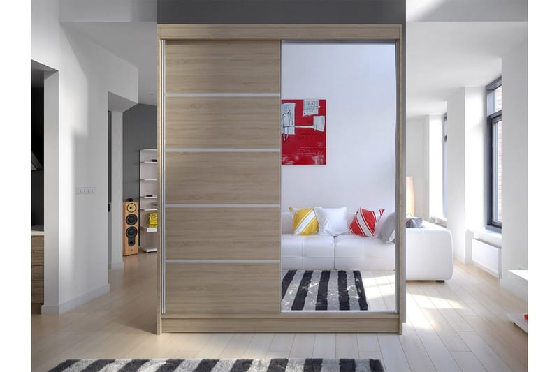 Pickering Garderobe med Speil 150x200 cm - Beige - Oppbevaring - Klesoppbevaring - Garderober & garderobesystem