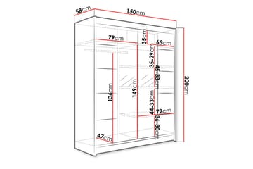 Pickering Garderobe med Speil 150x200 cm - Brun/Hvit - Oppbevaring - Klesoppbevaring - Garderober & garderobesystem