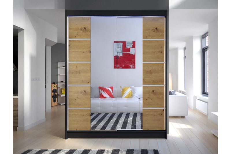 Pickering Garderobe Med Speil 150x200 cm - Grå - Oppbevaring - Klesoppbevaring - Garderober & garderobesystem