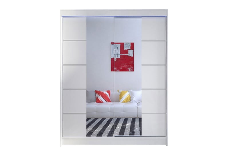 Pickering Garderobe med Speil 150x200 cm, Hvit