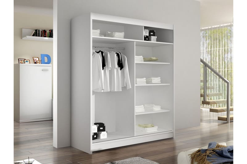 Pickering Garderobe Med Speil 150x200 cm - Hvit/Brun - Oppbevaring - Klesoppbevaring - Garderober & garderobesystem