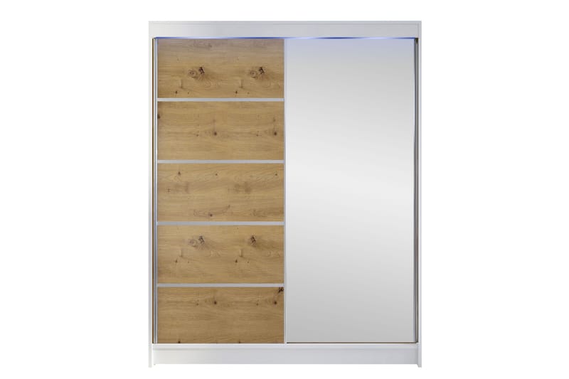 Pickering Garderobe Med Speil 150x200 cm - Hvit/Brun - Oppbevaring - Klesoppbevaring - Garderober & garderobesystem