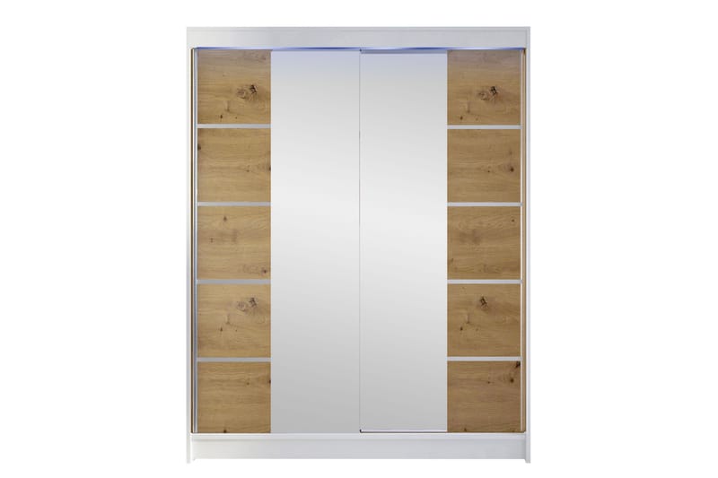 Pickering Garderobe Med Speil 150x200 cm - Hvit/Brun - Oppbevaring - Klesoppbevaring - Garderober & garderobesystem