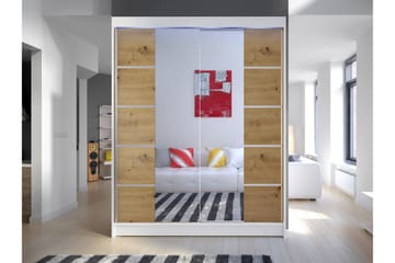 Pickering Garderobe Med Speil 150x200 cm - Hvit/Brun - Oppbevaring - Klesoppbevaring - Garderober & garderobesystem