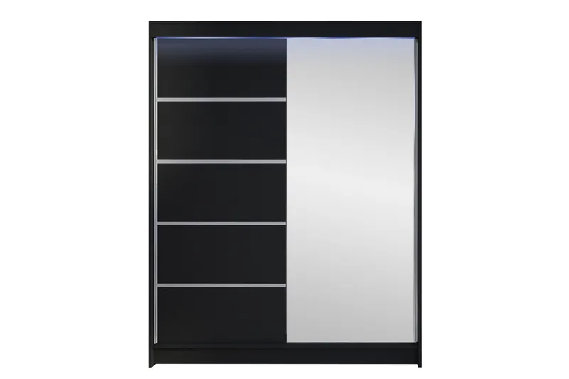 Pickering Garderobe Med Speil 150x200 cm, Svart