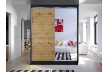 Pickering Garderobe Med Speil 150x200 cm - Svart/Brun - Oppbevaring - Klesoppbevaring - Garderober & garderobesystem
