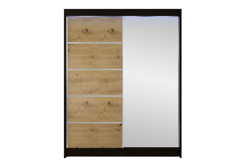 Pickering Garderobe Med Speil 150x200 cm - Svart/Brun - Oppbevaring - Klesoppbevaring - Garderober & garderobesystem