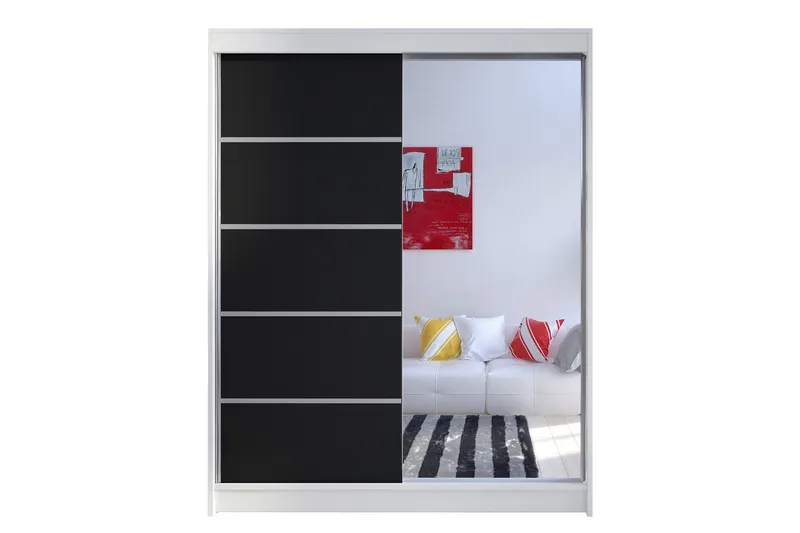 Pickering Garderobe med Speil 150x200 cm, Svart/Hvit