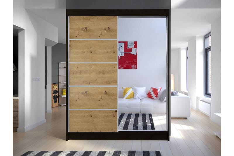 Pickering Garderobeskap 150 cm i Lyst Tre - Svart|Hvit|Brun - Oppbevaring - Klesoppbevaring - Garderober & garderobesystem