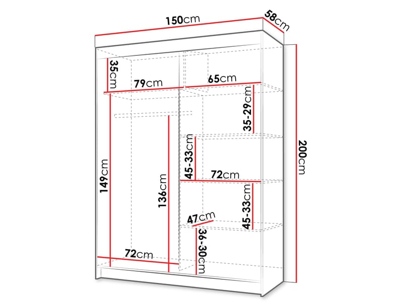 Piedras garderobe 150x200 cm - Brun - Oppbevaring - Klesoppbevaring - Garderober & garderobesystem - Garderobeskap & klesskap