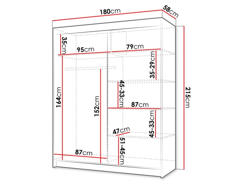 Piedras garderobe 180x215 cm - Brun - Oppbevaring - Klesoppbevaring - Garderober & garderobesystem - Garderobeskap & klesskap