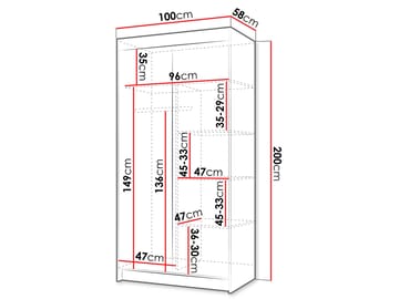 Piedras garderobe med speil 100x200 cm - Brun - Oppbevaring - Klesoppbevaring - Garderober & garderobesystem
