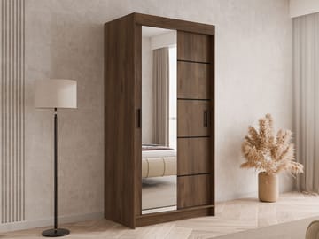 Piedras garderobe med speil 100x200 cm - Brun - Oppbevaring - Klesoppbevaring - Garderober & garderobesystem