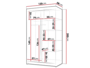 Piedras garderobe med speil 120x200 cm - Brun - Oppbevaring - Klesoppbevaring - Garderober & garderobesystem