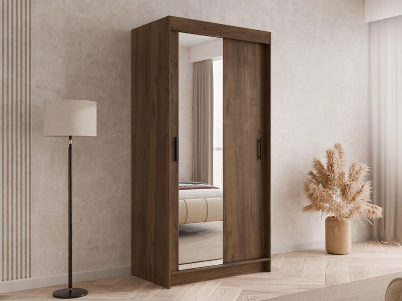 Piedras garderobe med speil 120x200 cm - Brun - Oppbevaring - Klesoppbevaring - Garderober & garderobesystem