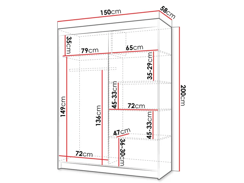 Piedras garderobe med speil 150x200 cm - Brun - Oppbevaring - Klesoppbevaring - Garderober & garderobesystem
