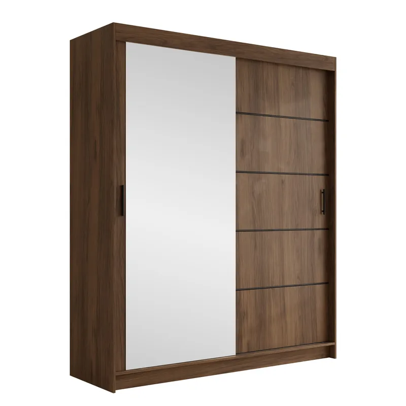 Piedras garderobe med speil 180x215 cm, Brun