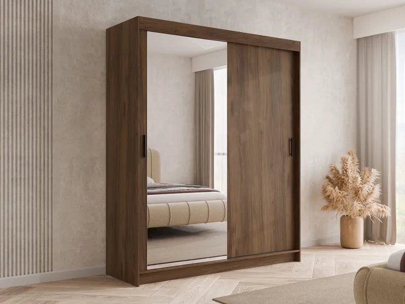 Piedras garderobe med speil 180x215 cm - Brun - Oppbevaring - Klesoppbevaring - Garderober & garderobesystem