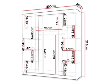 Piedras garderobe med speil 200x215 cm - Brun - Oppbevaring - Klesoppbevaring - Garderober & garderobesystem