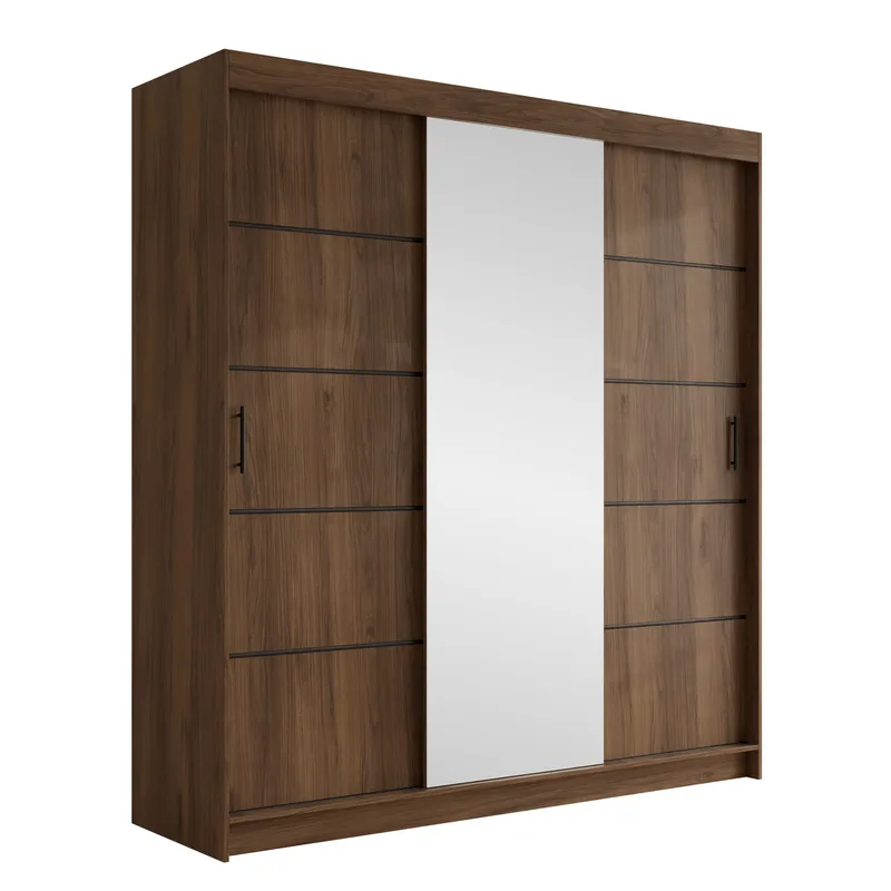 Piedras garderobe med speil 200x215 cm, Brun