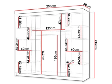 Piedras garderobe med speil 250x215 cm - Brun - Oppbevaring - Klesoppbevaring - Garderober & garderobesystem