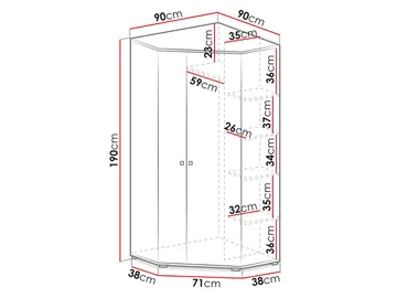 Planeta Garderobeskap 90 cm - Oppbevaring - Klesoppbevaring - Garderober & garderobesystem - Hjørnegarderobe