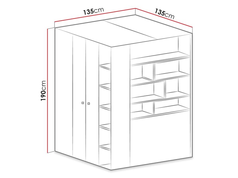 Planeta Garderobeskap med Belysning - Oppbevaring - Klesoppbevaring - Garderober & garderobesystem - Hjørnegarderobe