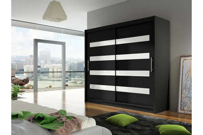 Prag Garderob 180x57x215 cm LED-belysning Scandinavian Choice Black - Oppbevaring - Klesoppbevaring - Garderober & garderobesystem