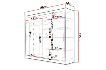 Prag Garderob 180x57x215 cm Scandinavian Choice Black - Oppbevaring - Klesoppbevaring - Garderober & garderobesystem