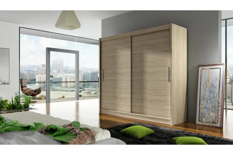 Prag Garderobe 180 cm Skyvedører - Eik - Oppbevaring - Klesoppbevaring - Garderober & garderobesystem