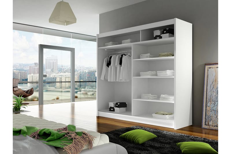 Prag Garderobe 180 cm Skyved�ører - Eik - Oppbevaring - Klesoppbevaring - Garderober & garderobesystem