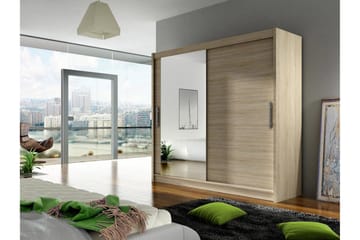 Prag Garderobe 180 cm Skyvedører Speil - Eik - Oppbevaring - Klesoppbevaring - Garderober & garderobesystem