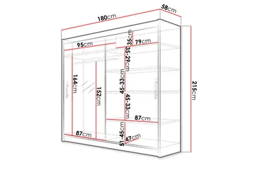 Prag Garderobe 180 cm Skyvedører Speil - Eik - Oppbevaring - Klesoppbevaring - Garderober & garderobesystem