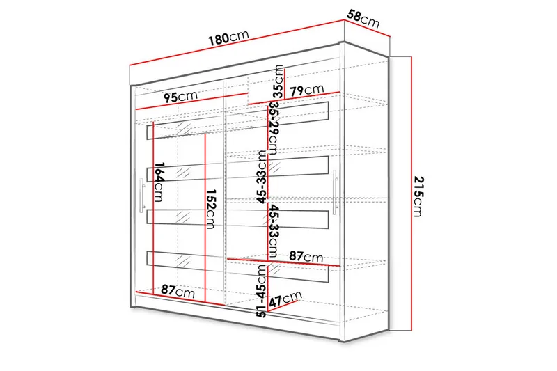 Prag Garderobe 180x215 cm - Hvit - Oppbevaring - Klesoppbevaring - Garderober & garderobesystem