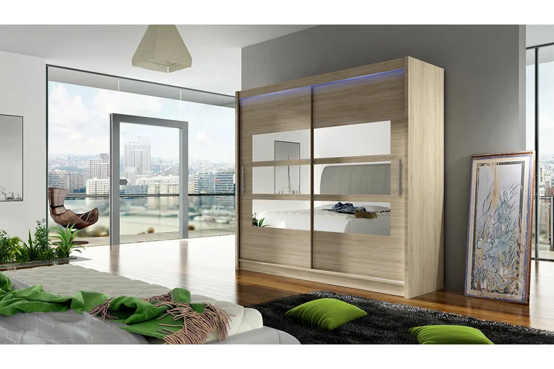 Prag Garderobe 180x57x215 cm - Beige - Oppbevaring - Klesoppbevaring - Garderober & garderobesystem - Garderobeskap & klesskap