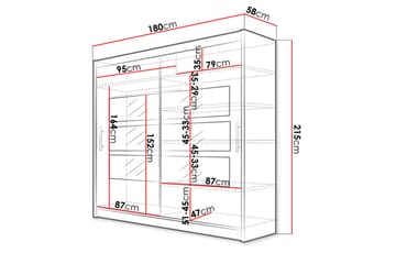 Prag Garderobe 180x57x215 cm - Beige - Oppbevaring - Klesoppbevaring - Garderober & garderobesystem