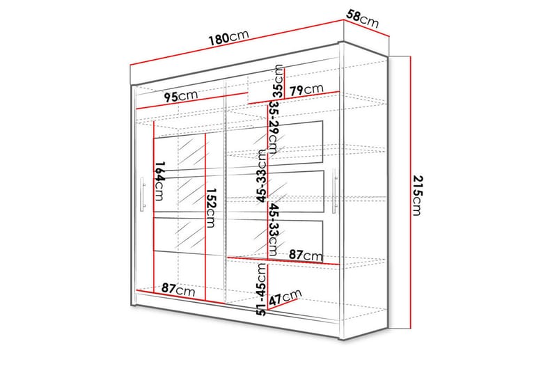 Prag Garderobe 180x57x215 cm - Beige - Oppbevaring - Klesoppbevaring - Garderober & garderobesystem - Garderobeskap & klesskap