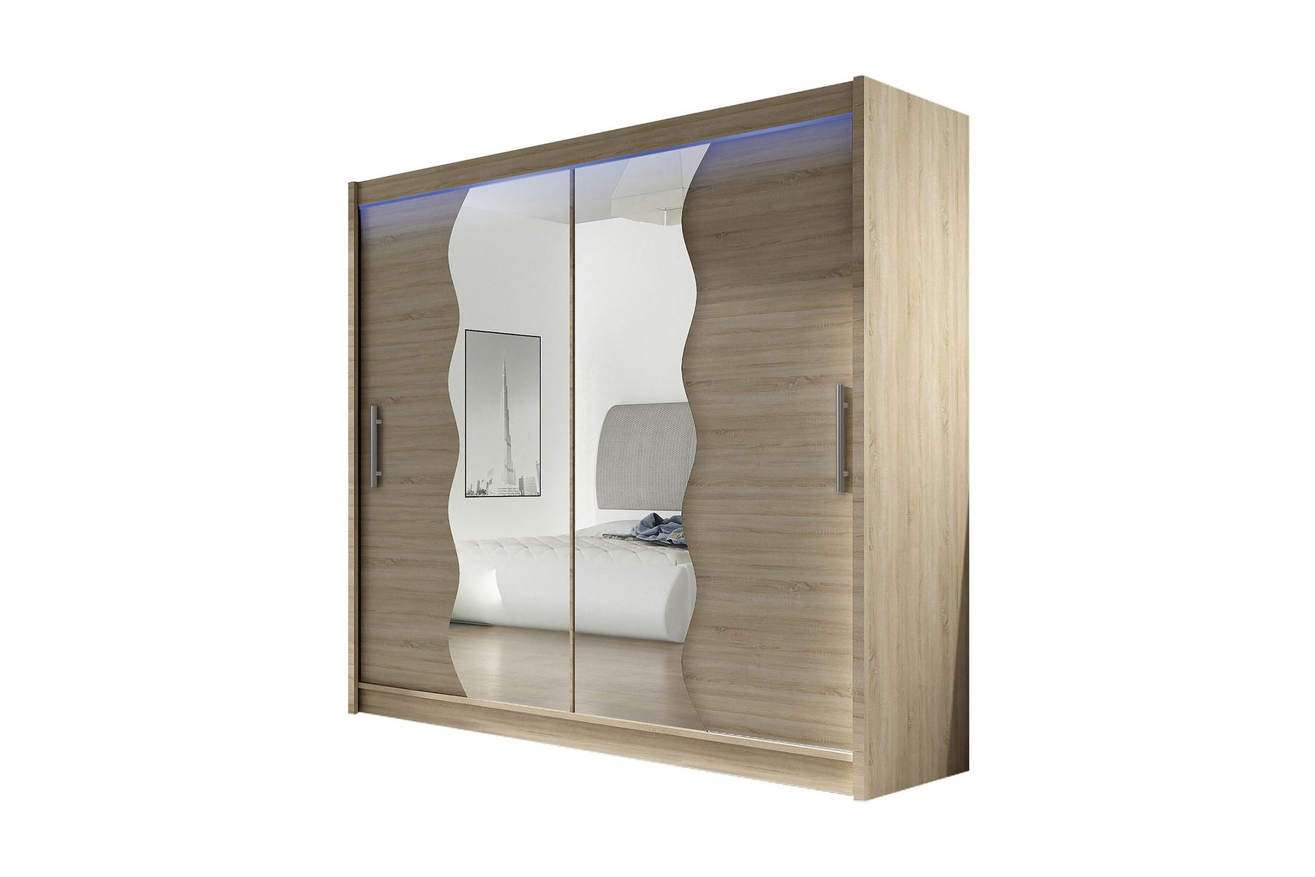 Prag Garderobe 180x57x215 cm - Beige|Hvit