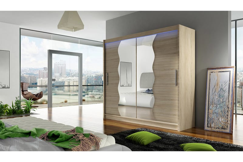 Prag Garderobe 180x57x215 cm - Beige|Hvit - Oppbevaring - Klesoppbevaring - Garderober & garderobesystem