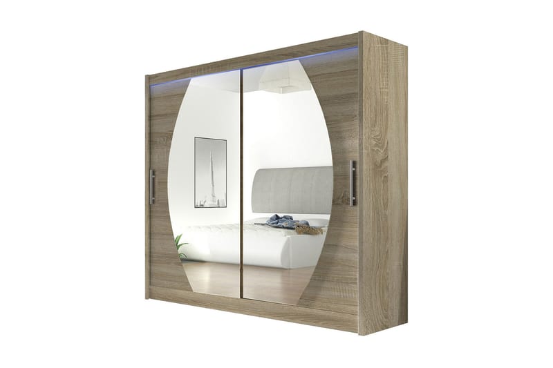 Prag Garderobe 180x57x215 cm, Beige|Hvit