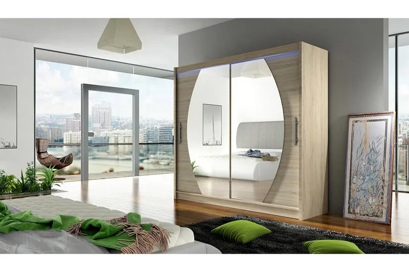Prag Garderobe 180x57x215 cm - Beige|Hvit - Oppbevaring - Klesoppbevaring - Garderober & garderobesystem