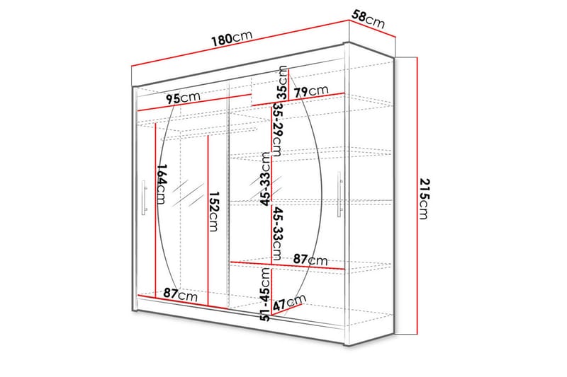 Prag Garderobe 180x57x215 cm - Beige|Hvit - Oppbevaring - Klesoppbevaring - Garderober & garderobesystem