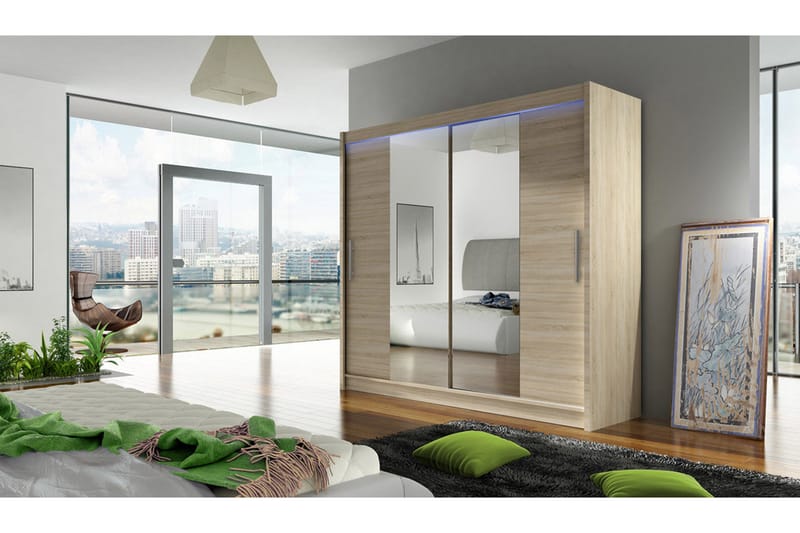 Prag Garderobe 180x57x215 cm - Beige|Hvit - Oppbevaring - Klesoppbevaring - Garderober & garderobesystem