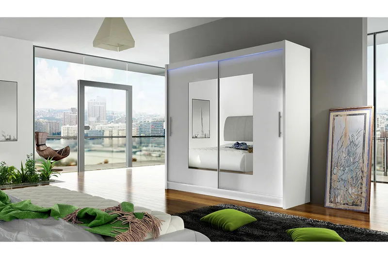 Prag Garderobe 180x57x215 cm - Hvit - Oppbevaring - Klesoppbevaring - Garderober & garderobesystem - Garderobeskap & klesskap